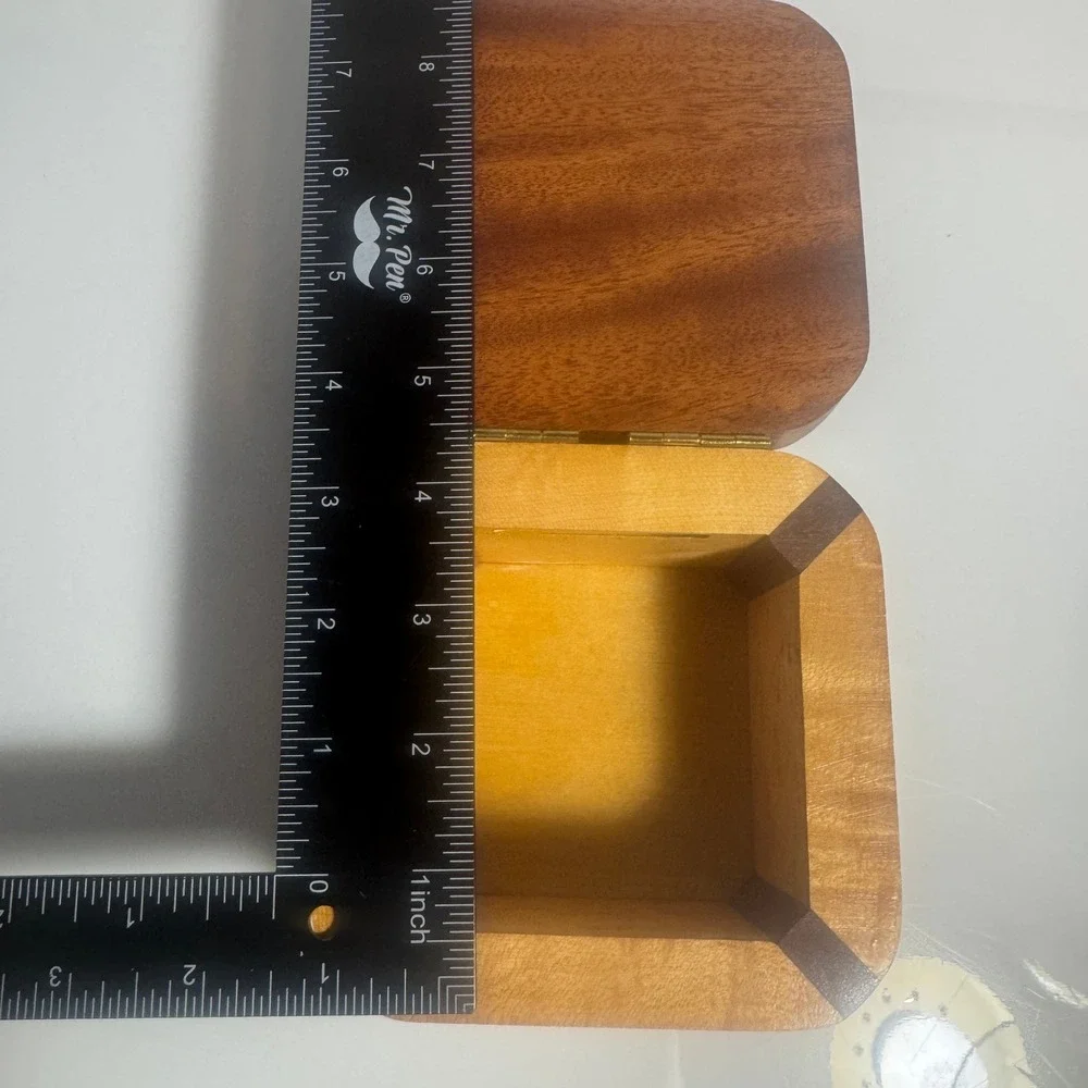 Wooden Keepsake Trinket Box Inlaid Wood Hinged Lid Decorative Storage‎ Jewelry